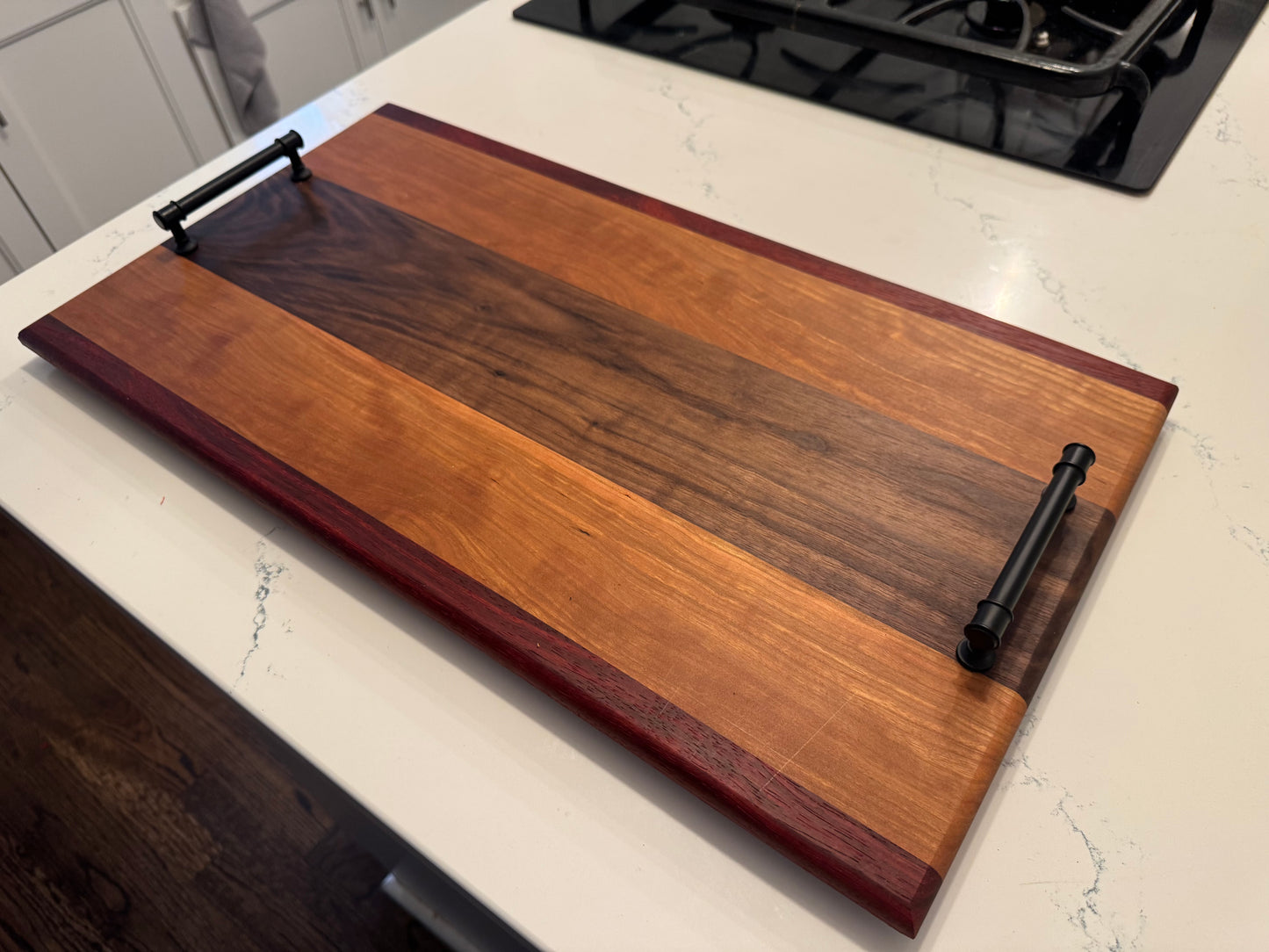 Serving Tray - Walnut and Cherry, Padauk trim