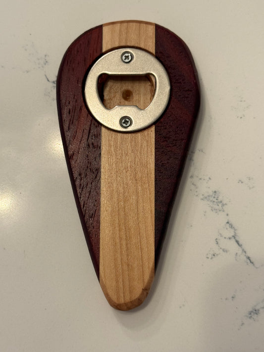 Hand Held Bottle Opener - Bloodwood and Maple